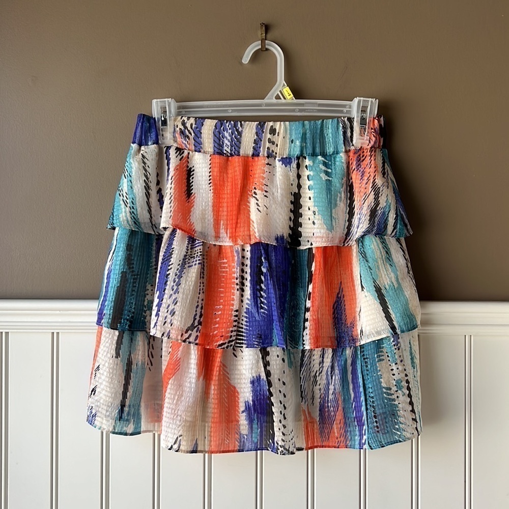 GUESS Multicolored Tiered Mini Skirt Size Small - Picture 8 of 11